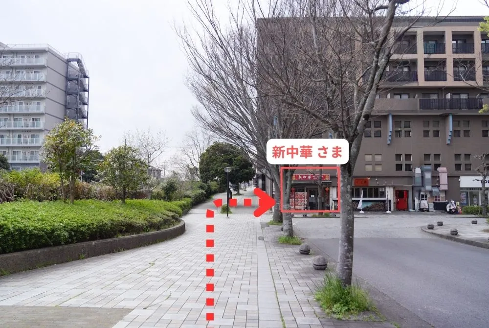 漢方専門なりた安心堂薬局に電車でお越しの方へ、店舗までをご案内する道順写真
